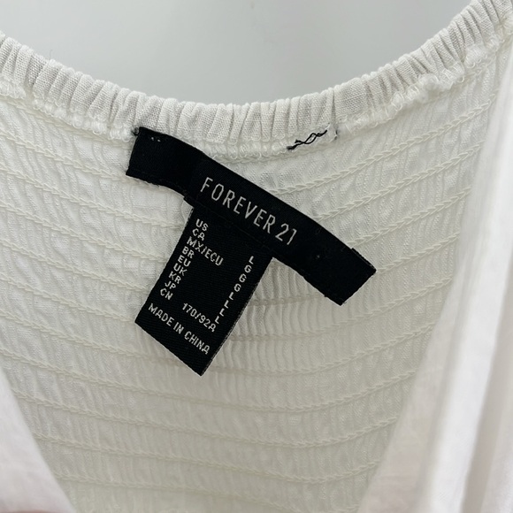 Tiered Boho Maxi Dress Women’s White Flowy Forever21 Goddess Dress Size Large - Picture 5 of 9